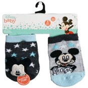 Wholesale - 2pk 0-6m DISNEY BABY RATTLE POM MICKEY SOCKS, UPC: 193159171995